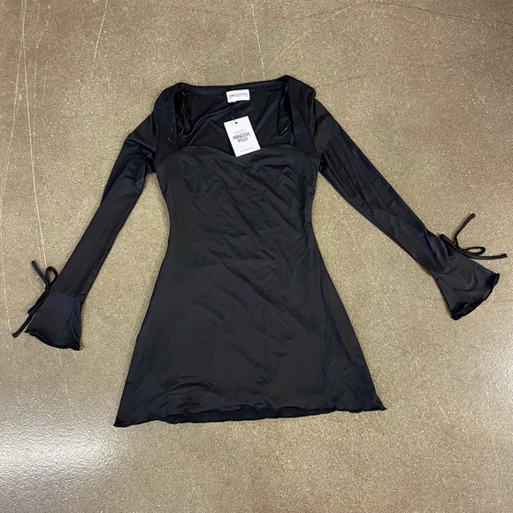 NWT Princess Polly DALZINE LONG SLEEVE MINI DRESS BLACK sz US 6 - Picture 6 of 8